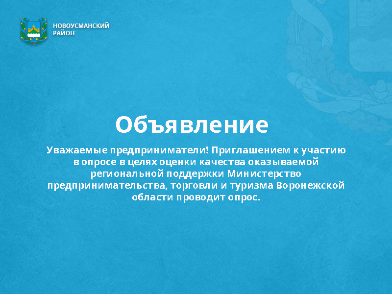 Проведение опроса в целях оценки качества оказываемой региональной поддержки.