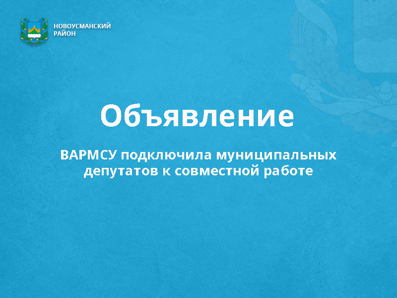 ВАРМСУ подключила муниципальных депутатов к совместной работе.