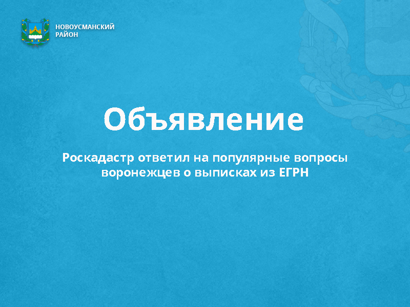 Роскадастр ответил на популярные вопросы воронежцев о выписках из ЕГРН.