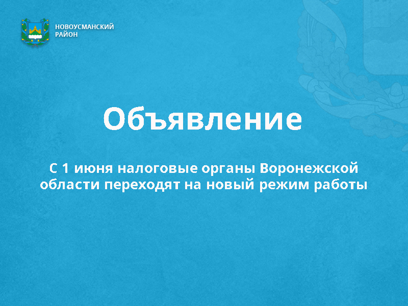 С 1 июня налоговые органы Воронежской области переходят на новый режим работы.